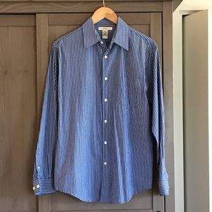 Men’s Blue stripped button down.